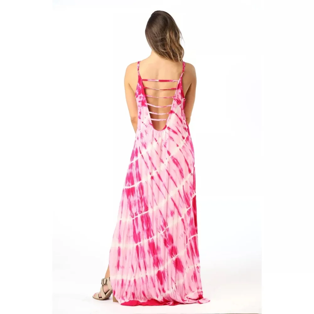 Riviera Sun Tie-Dye Maxi Dress Size 1X Beautiful Pink Fuchsia Flowy - Picture 4 of 10